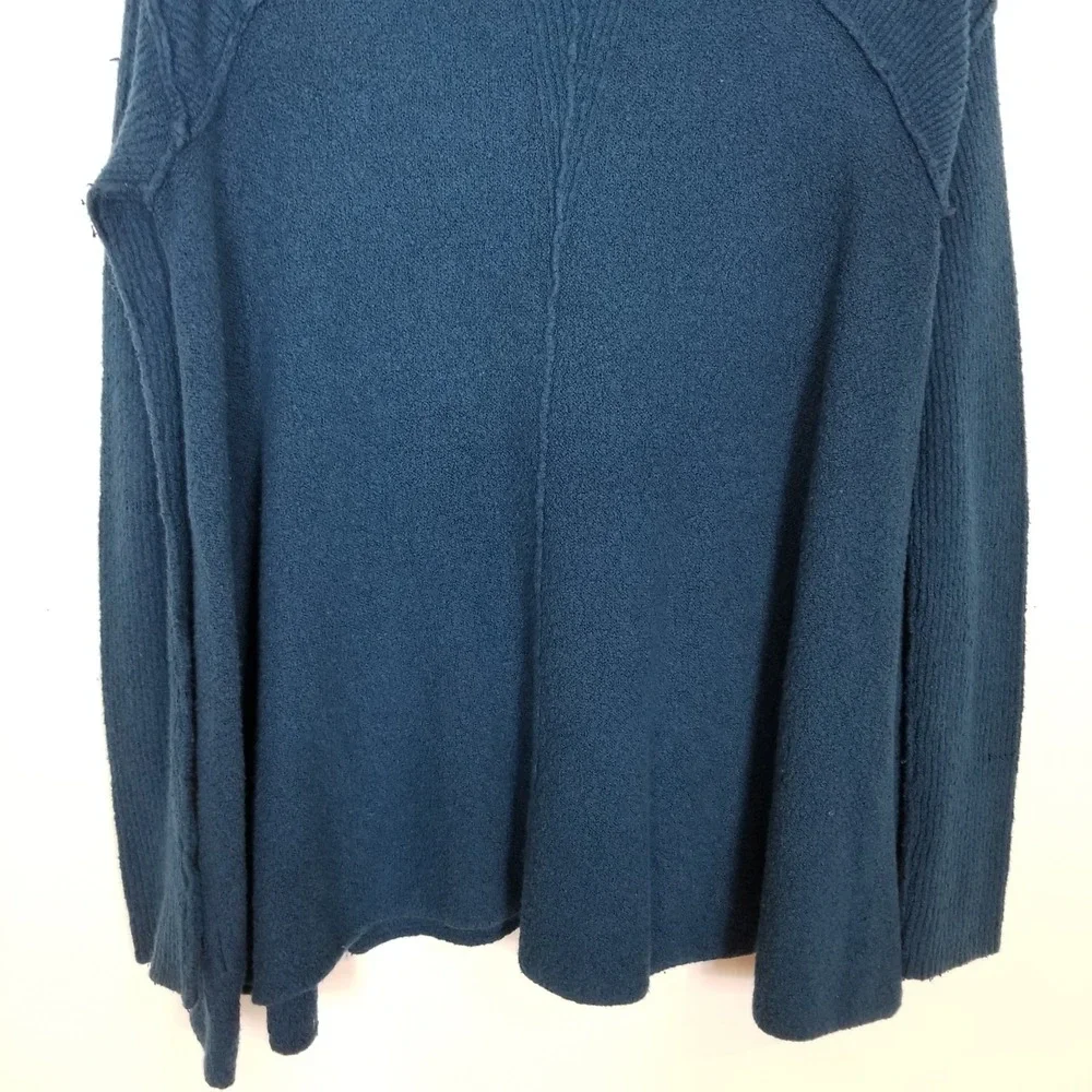 Free People Women‎ Strawberry Fields Cowl Neck Sweater Sz M Teal Blue Boho